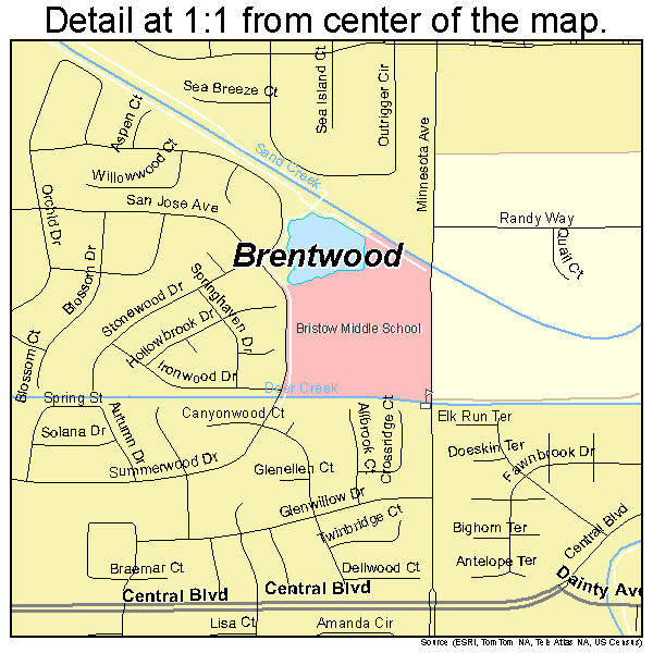 Brentwood, California road map detail