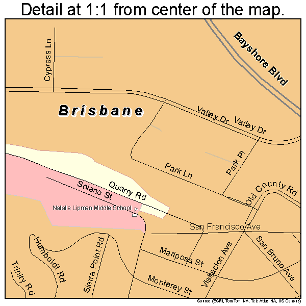 Brisbane, California road map detail