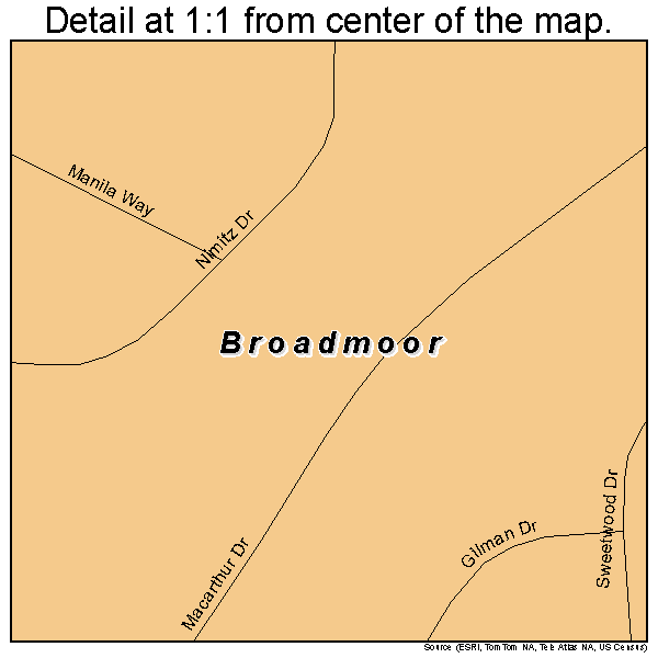 Broadmoor, California road map detail