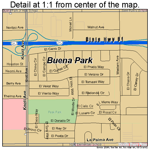 Buena Park, California road map detail