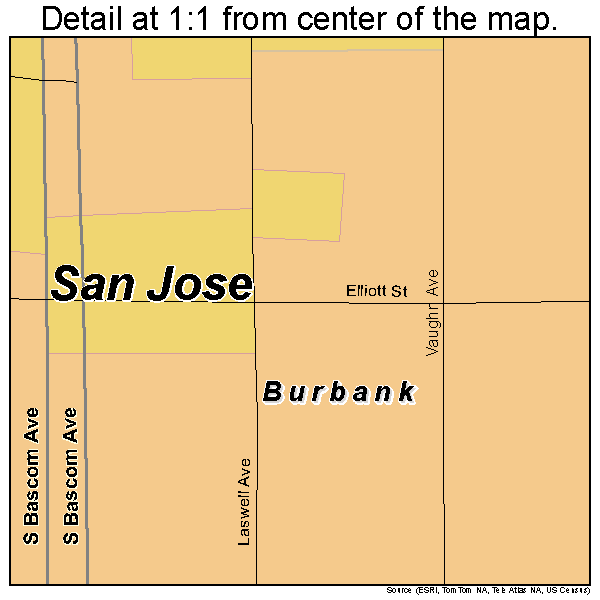 Burbank, California road map detail