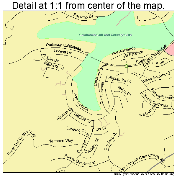 Calabasas, California road map detail