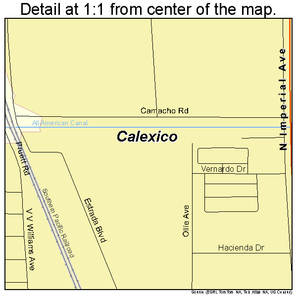 Calexico, California road map detail
