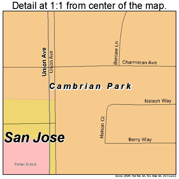 Cambrian Park, California road map detail