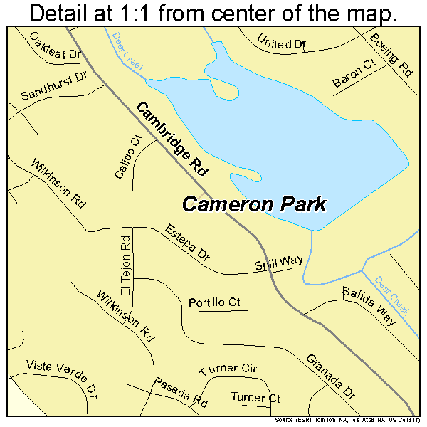 Cameron Park, California road map detail