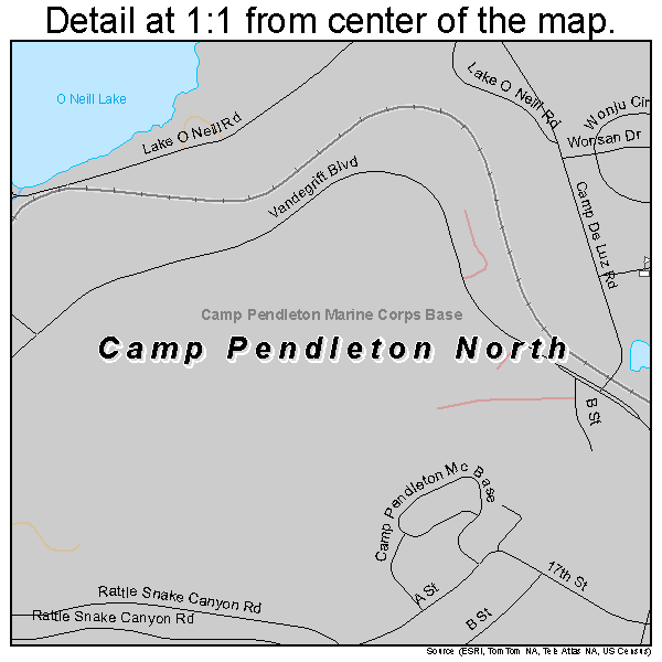 Camp Pendleton North, California road map detail