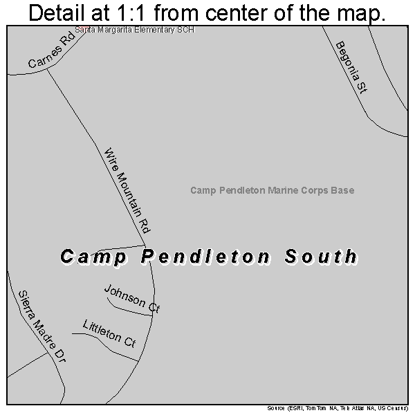Camp Pendleton South, California road map detail