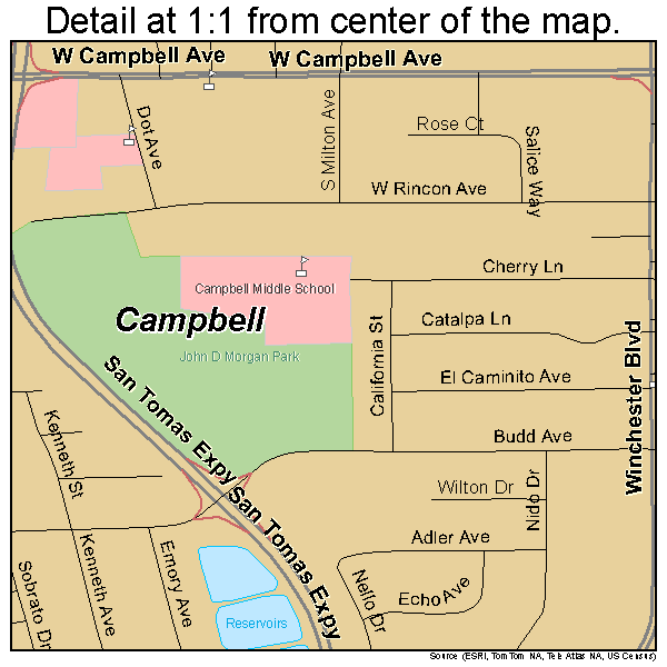 Campbell, California road map detail
