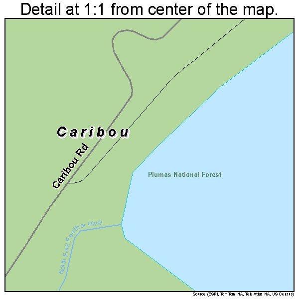 Caribou, California road map detail