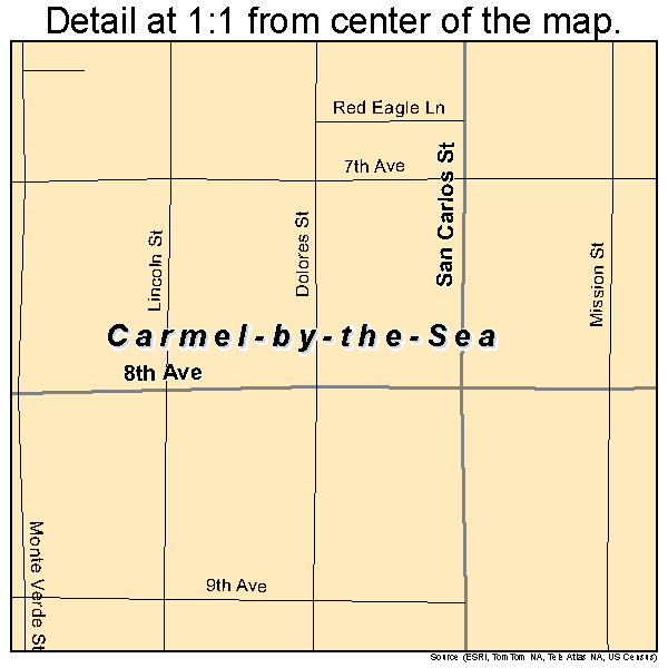 Carmel-by-the-Sea, California road map detail
