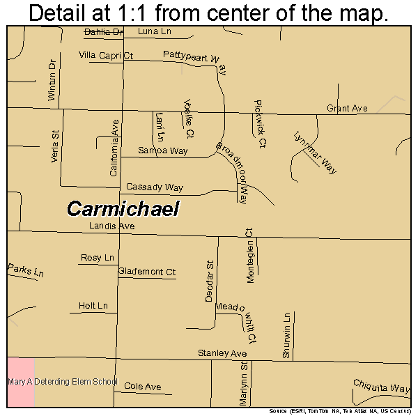 Carmichael, California road map detail