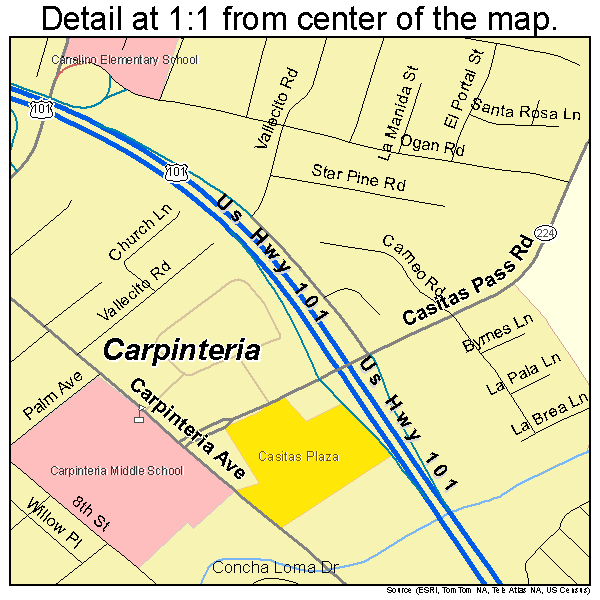 Carpinteria, California road map detail