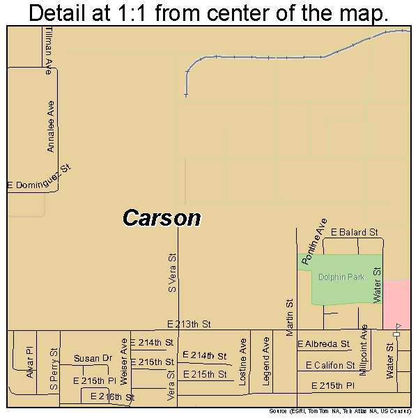 Carson, California road map detail