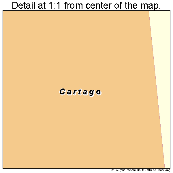 Cartago, California road map detail