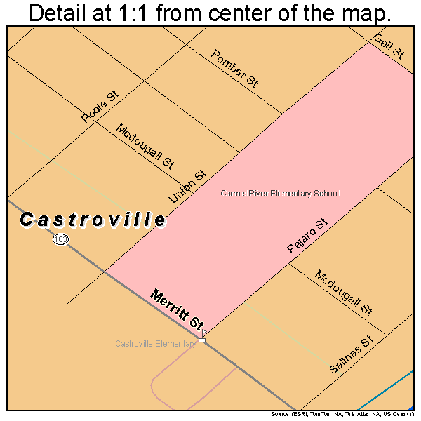 Castroville, California road map detail