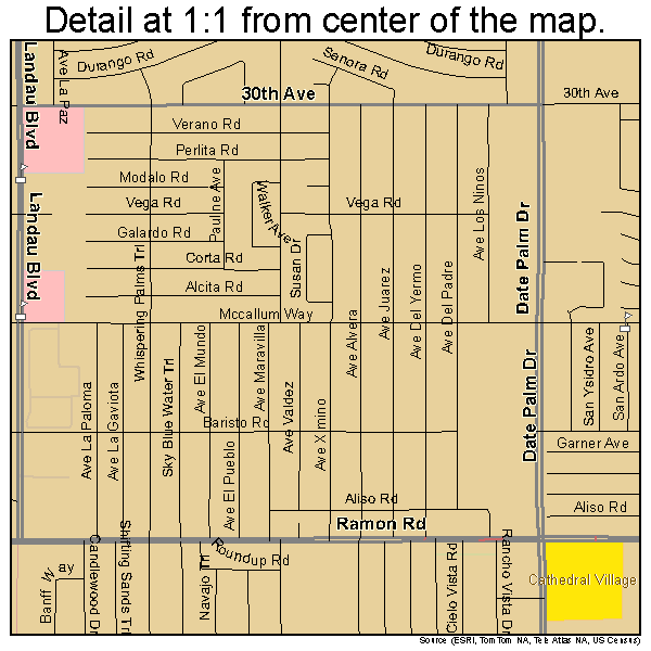 Cathedral City, California road map detail