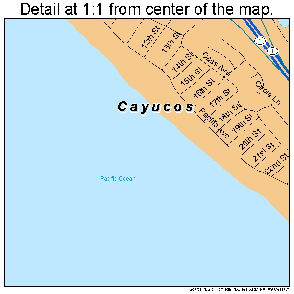 Cayucos, California road map detail