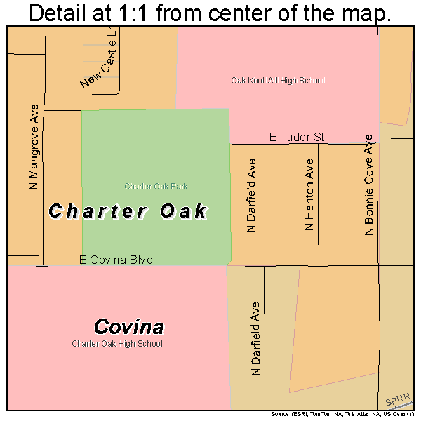 Charter Oak, California road map detail