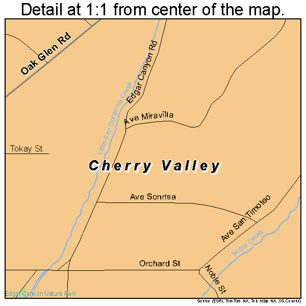 Cherry Valley, California road map detail