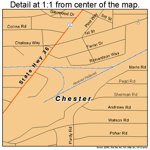 Chester, California road map detail