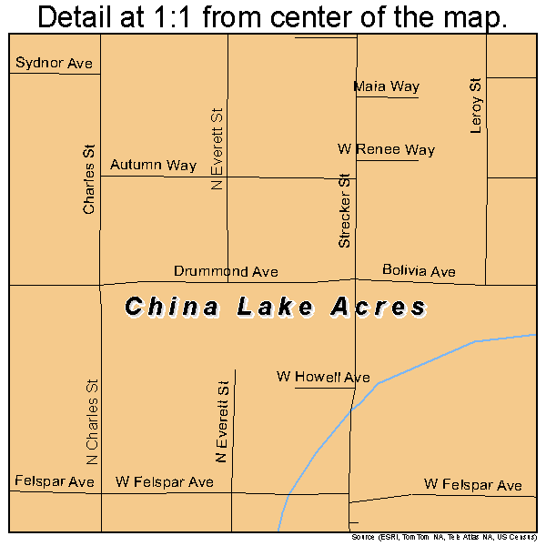 China Lake Acres, California road map detail