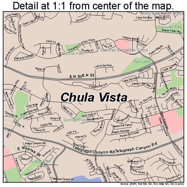 Chula Vista, California road map detail