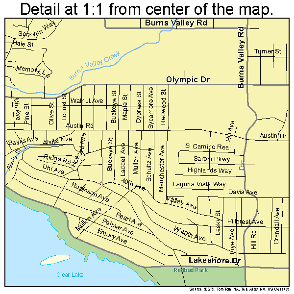 Clearlake, California road map detail