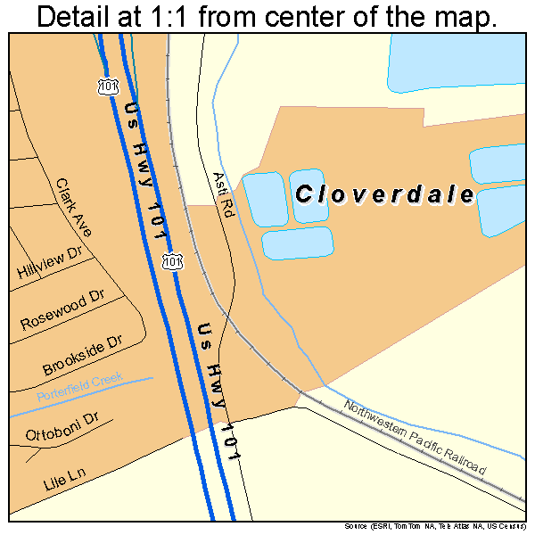 Cloverdale, California road map detail