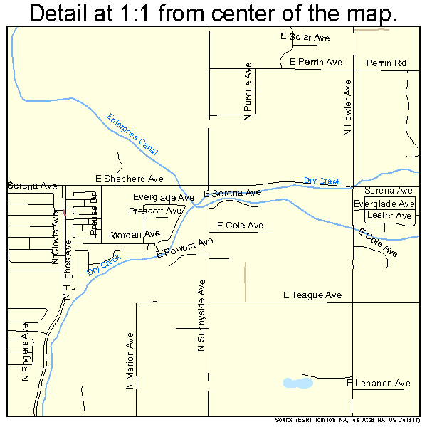 Clovis, California road map detail