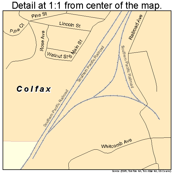 Colfax, California road map detail