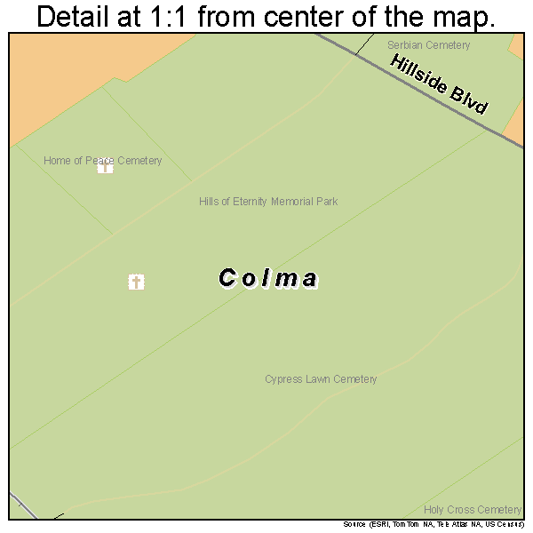 Colma, California road map detail