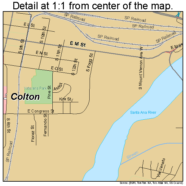 Colton, California road map detail
