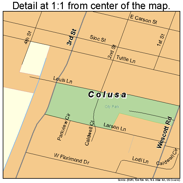 Colusa, California road map detail