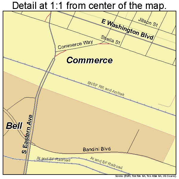 Commerce, California road map detail