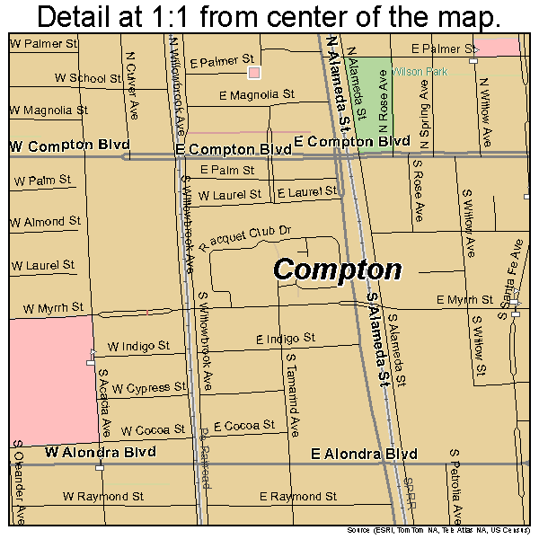 Compton, California road map detail