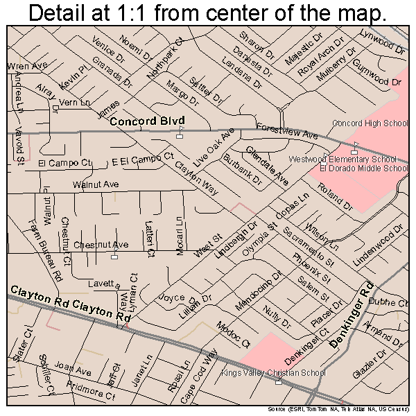 Concord, California road map detail