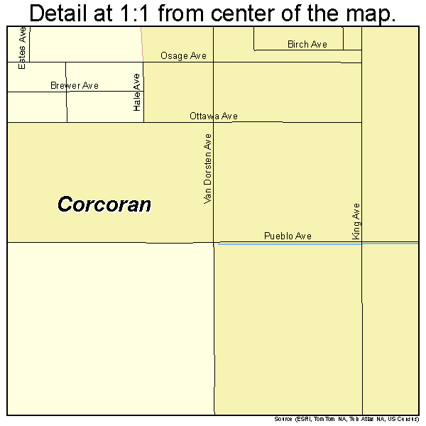 Corcoran, California road map detail