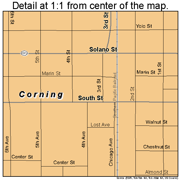 Corning, California road map detail