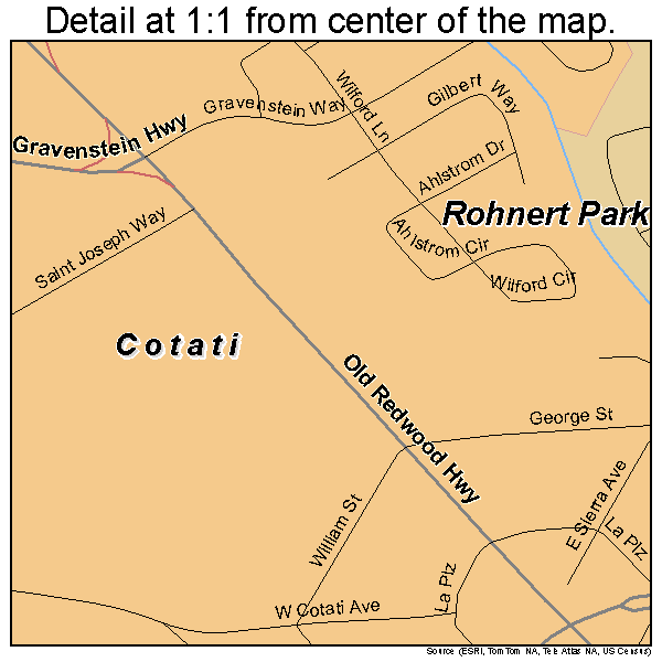 Cotati, California road map detail