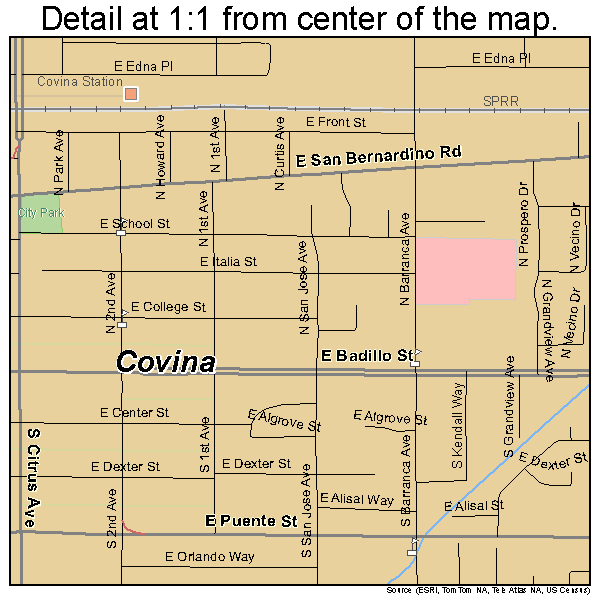 Covina, California road map detail