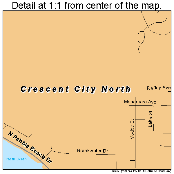 Crescent City North, California road map detail