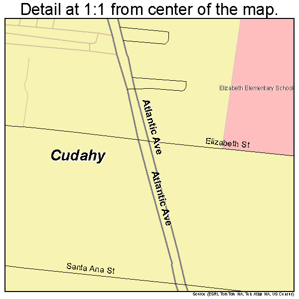Cudahy, California road map detail