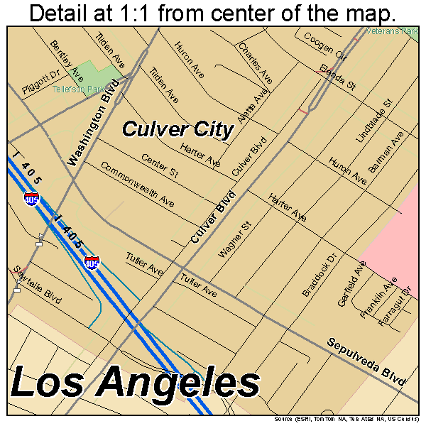 Culver City, California road map detail