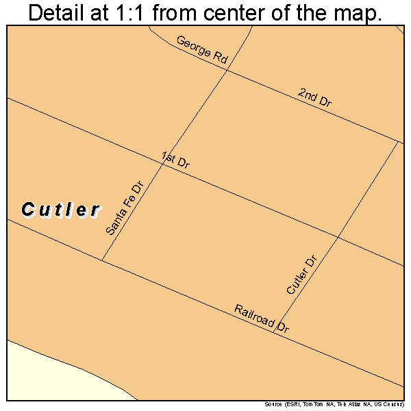 Cutler, California road map detail