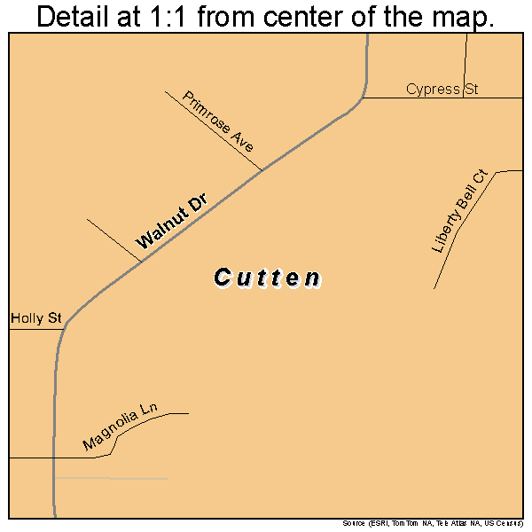Cutten, California road map detail