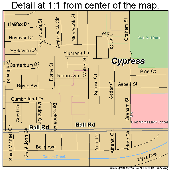 Cypress, California road map detail