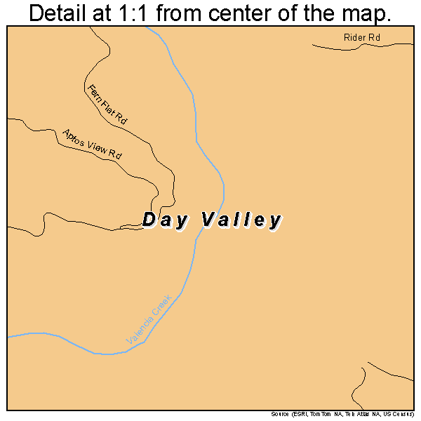 Day Valley, California road map detail