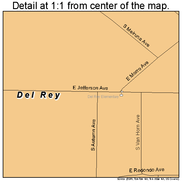 Del Rey, California road map detail
