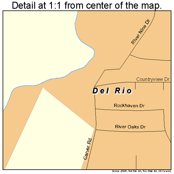 Del Rio, California road map detail