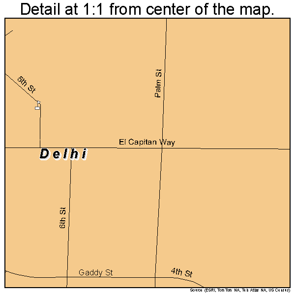 Delhi, California road map detail